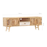 TV Cabinet 140x30x45 cm Solid Mango Wood - Rear View