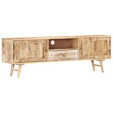 TV Cabinet 140x30x45 cm Solid Mango Wood - Close-Up Angle