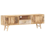 TV Cabinet 140x30x45 cm Solid Mango Wood - Low Angle
