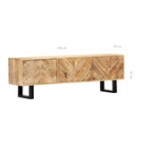 TV Cabinet 140x30x45 cm Solid Mango Wood - Rear View