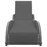 Sun Lounger with Cushion Poly Rattan Anthracite - Front View