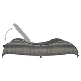 Sun Lounger with Cushion Poly Rattan Anthracite - Side View