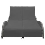 Double Sun Lounger with Cushion Poly Rattan Anthracite - Front View