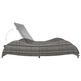Double Sun Lounger with Cushion Poly Rattan Anthracite - Top-Down View