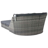 Sun Lounger with Canopy Poly Rattan Anthracite - Top-Down View