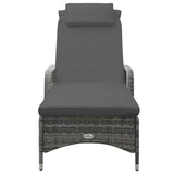 Sun Lounger with Wheels Poly Rattan Anthracite - Side View