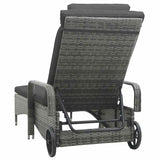 Sun Lounger with Wheels Poly Rattan Anthracite - Top-Down View