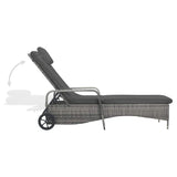 Sun Lounger with Wheels Poly Rattan Anthracite - 45-Degree Angle