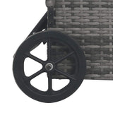 Sun Lounger with Wheels Poly Rattan Anthracite - Rear View