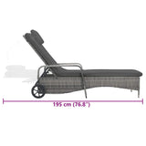 Sun Lounger with Wheels Poly Rattan Anthracite - Close-Up Angle