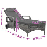 Sun Lounger with Wheels Poly Rattan Anthracite