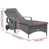 Sun Lounger with Wheels Poly Rattan Anthracite - Low Angle