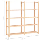 5-Tier Storage Racks 2 pcs 170x38x170 cm Solid Wood Pine 500 kg - Low Angle