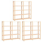 5-Tier Storage Racks 3 pcs 170x38x170 cm Solid Pinewood 500 kg