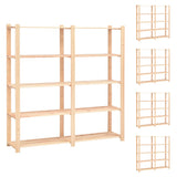 5-Tier Storage Racks 5 pcs 170x38x170 cm Solid Wood Pine 500 kg