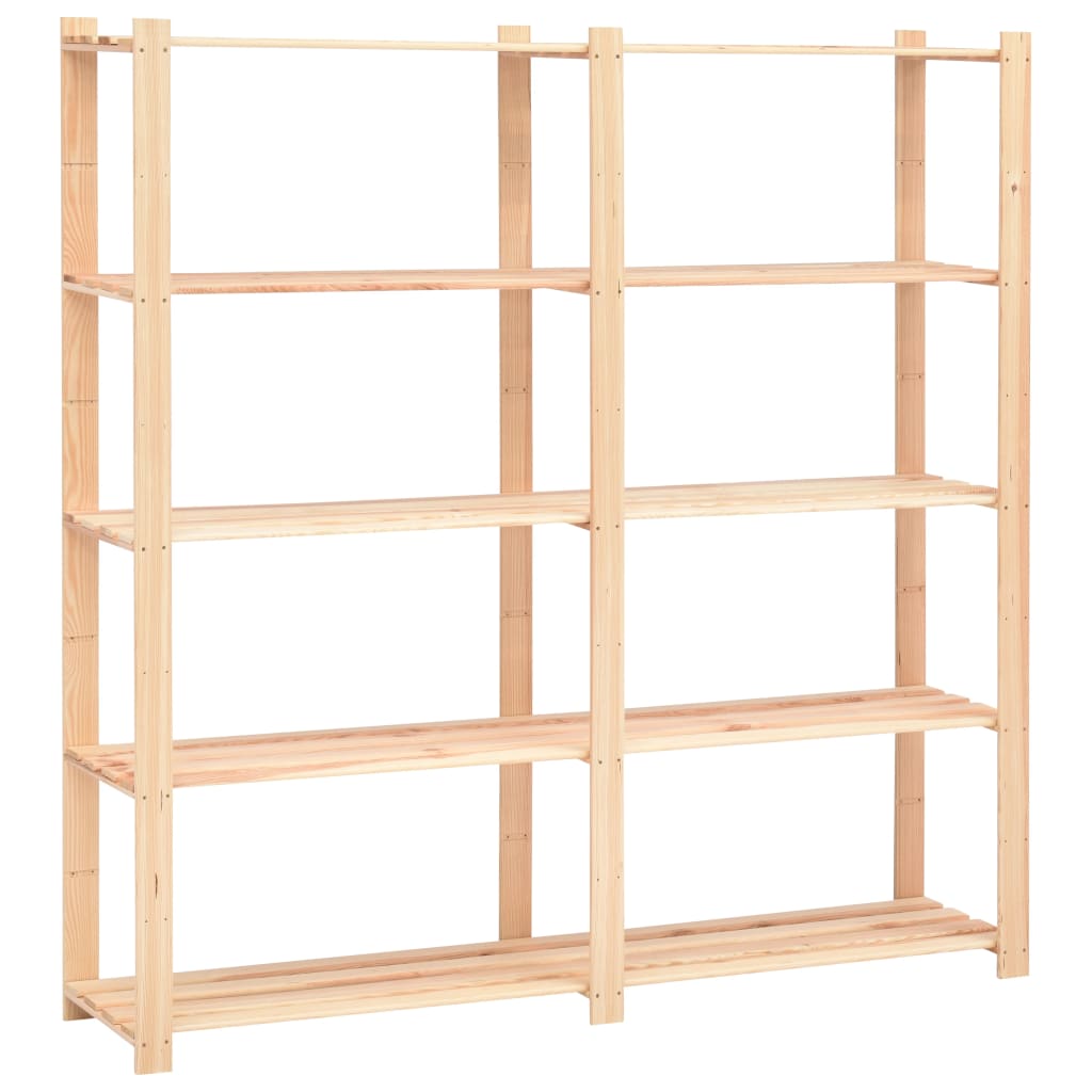 5-Tier Storage Racks 5 pcs 170x38x170 cm Solid Wood Pine 500 kg