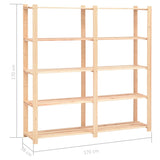 5-Tier Storage Racks 5 pcs 170x38x170 cm Solid Wood Pine 500 kg - Low Angle