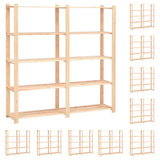 5-Tier Storage Racks 10 pcs 170x38x170 cm Solid Wood Pine 500 kg