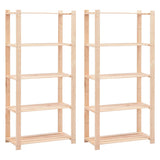 5-Tier Storage Racks 2 pcs 80x38x170 cm Solid Wood Pine 250 kg