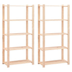 5-Tier Storage Racks 2 pcs 80x38x170 cm Solid Pinewood 250 kg