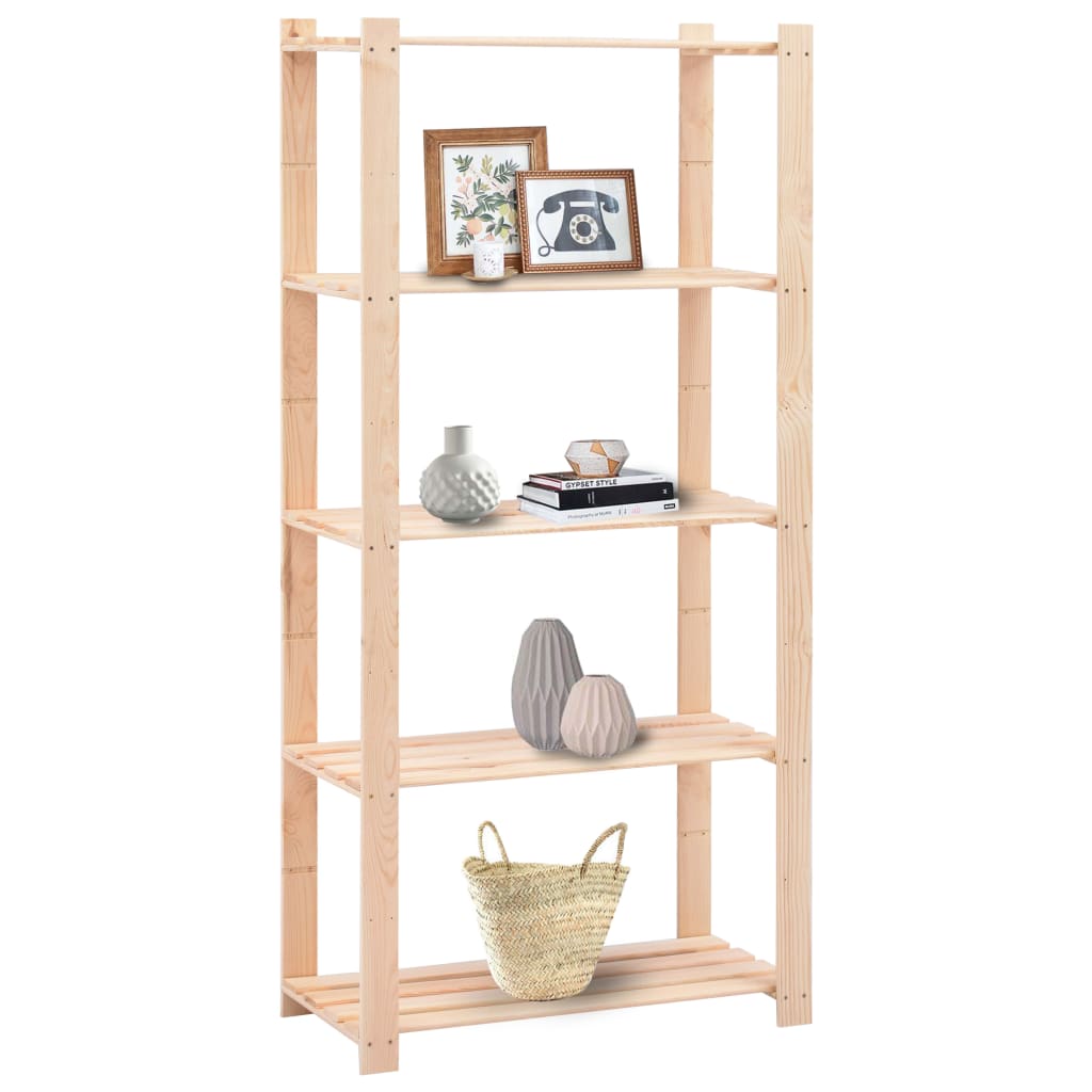 5-Tier Storage Racks 5 pcs 80x38x170 cm Solid Wood Pine 250 kg