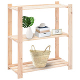 3-Tier Storage Racks 3 pcs 80x38x90 cm Solid Wood Pine 150 kg - Front View