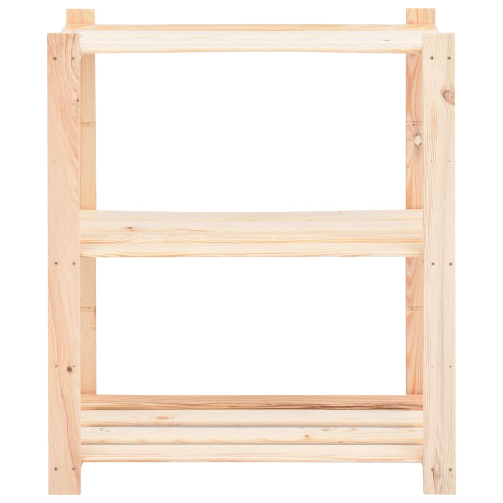 3-Tier Storage Racks 3 pcs 80x38x90 cm Solid Wood Pine 150 kg