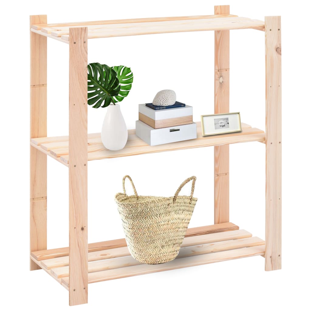 3-Tier Storage Racks 5 pcs 80x38x90 cm Solid Wood Pine 150 kg