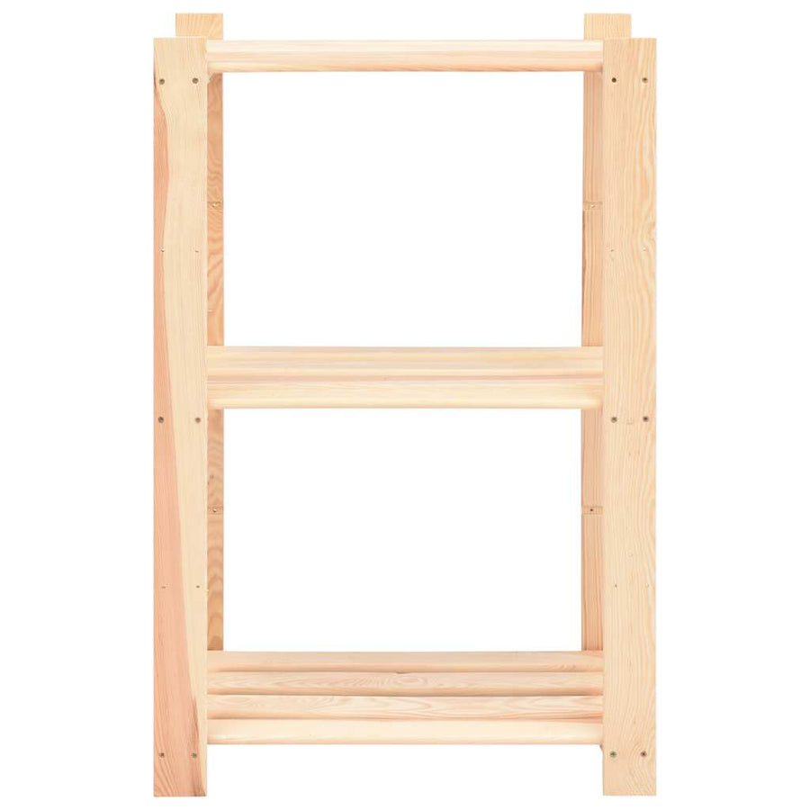 3-Tier Storage Racks 2 pcs 60x38x90 cm Solid Pinewood 150 kg