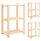3-Tier Storage Racks 3 pcs 60x38x90 cm Solid Wood Pine 150 kg
