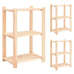 3-Tier Storage Racks 3 pcs 60x38x90 cm Solid Pinewood 150 kg