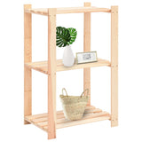 3-Tier Storage Racks 3 pcs 60x38x90 cm Solid Wood Pine 150 kg - Front View