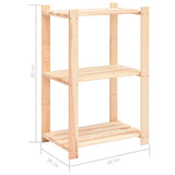 3-Tier Storage Racks 10 pcs 60x38x90 cm Solid Wood Pine 150 kg - Low Angle