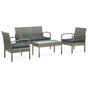 4 Piece Garden Lounge Set with Cushions Poly Rattan Grey