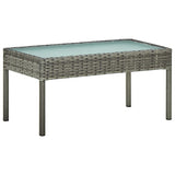 4 Piece Garden Lounge Set with Cushions Poly Rattan Grey - Front View