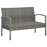 4 Piece Garden Lounge Set with Cushions Poly Rattan Grey - 45-Degree Angle