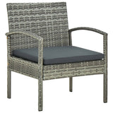 4 Piece Garden Lounge Set with Cushions Poly Rattan Grey - Rear View