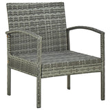 4 Piece Garden Lounge Set with Cushions Poly Rattan Grey - Close-Up Angle
