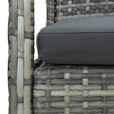 4 Piece Garden Lounge Set with Cushions Poly Rattan Grey - Low Angle