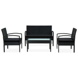4 Piece Garden Lounge Set with Cushions Poly Rattan Black