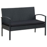 4 Piece Garden Lounge Set with Cushions Poly Rattan Black - Side View