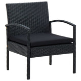 4 Piece Garden Lounge Set with Cushions Poly Rattan Black