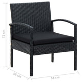 4 Piece Garden Lounge Set with Cushions Poly Rattan Black - Extra Image
