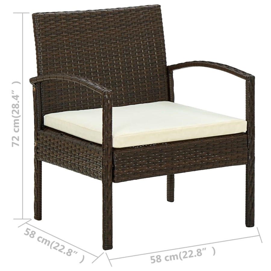 Garden Chair with Cushion Poly Rattan Brown