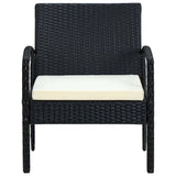 Garden Chair with Cushion Poly Rattan Black - Front View