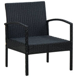 Garden Chair with Cushion Poly Rattan Black - 45-Degree Angle