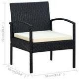 Garden Chair with Cushion Poly Rattan Black - Low Angle