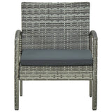 Garden Chair with Cushion Poly Rattan Grey - Front View