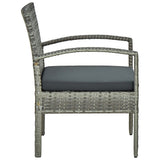 Garden Chair with Cushion Poly Rattan Grey - Side View