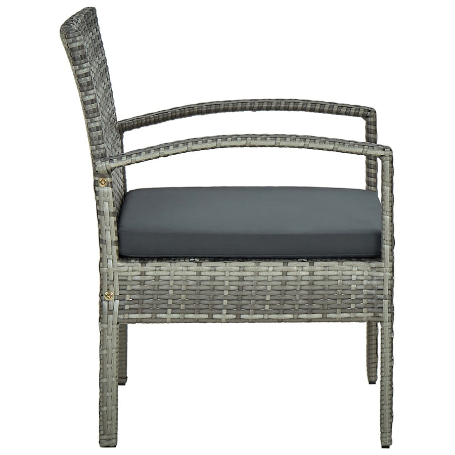 Garden Chair with Cushion Poly Rattan Grey